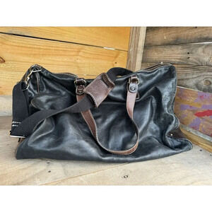 True Religion Weekender Bag Black And Brown shoulder Strap   *Read‎ Details*